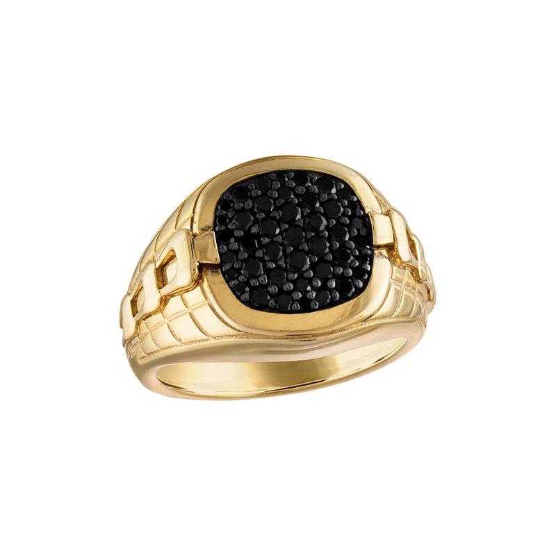 SILVER 2.5 MIC GP W/BLK DIA GENTS RING