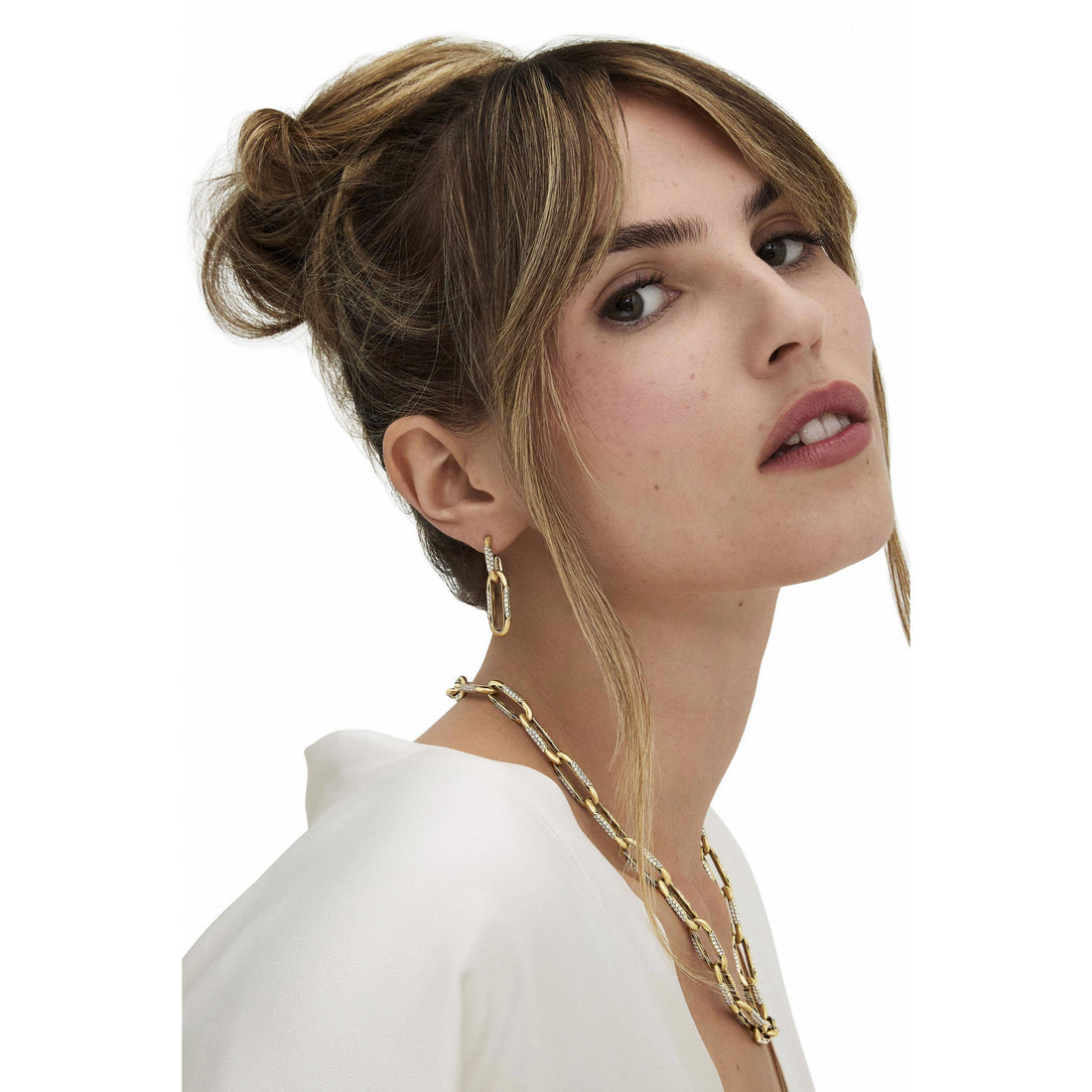 Double Link Earrings, Diamonds