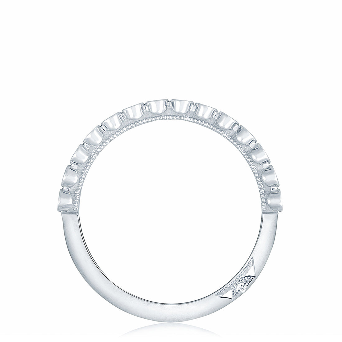 Round Bezel Droplet Wedding Band with Diamond