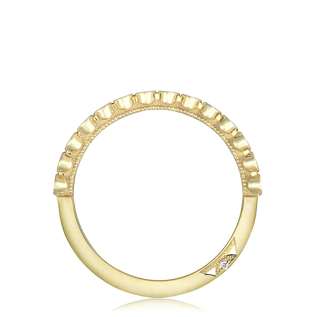 Round Bezel Droplet Wedding Band with Diamond