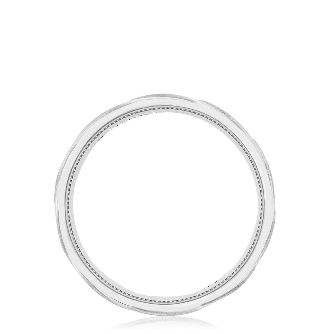Geometric Crescent in Satin Finish Wedding Band