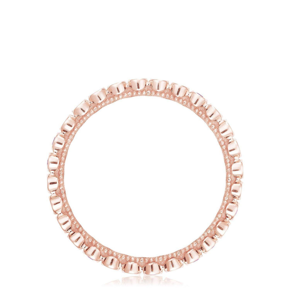 Round Bezel Droplet Wedding Band with Ruby