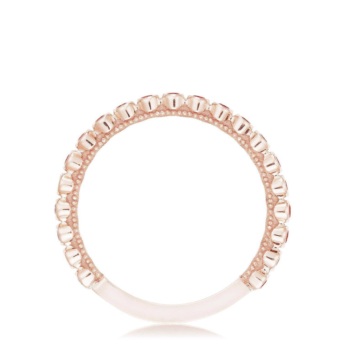Round Bezel Droplet Wedding Band with Ruby