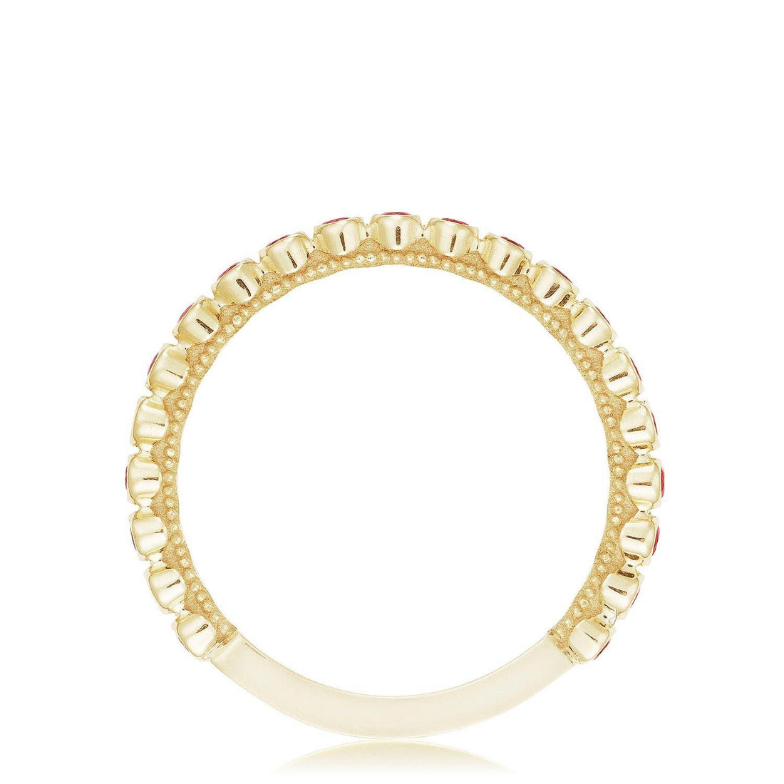 Round Bezel Droplet Wedding Band with Ruby