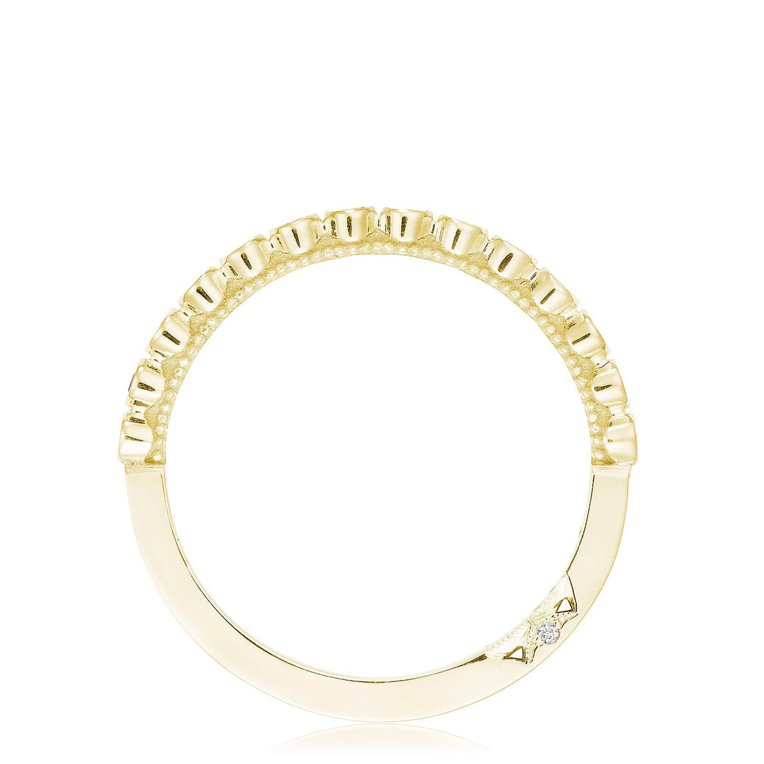 Round Bezel Droplet Wedding Band with Ruby