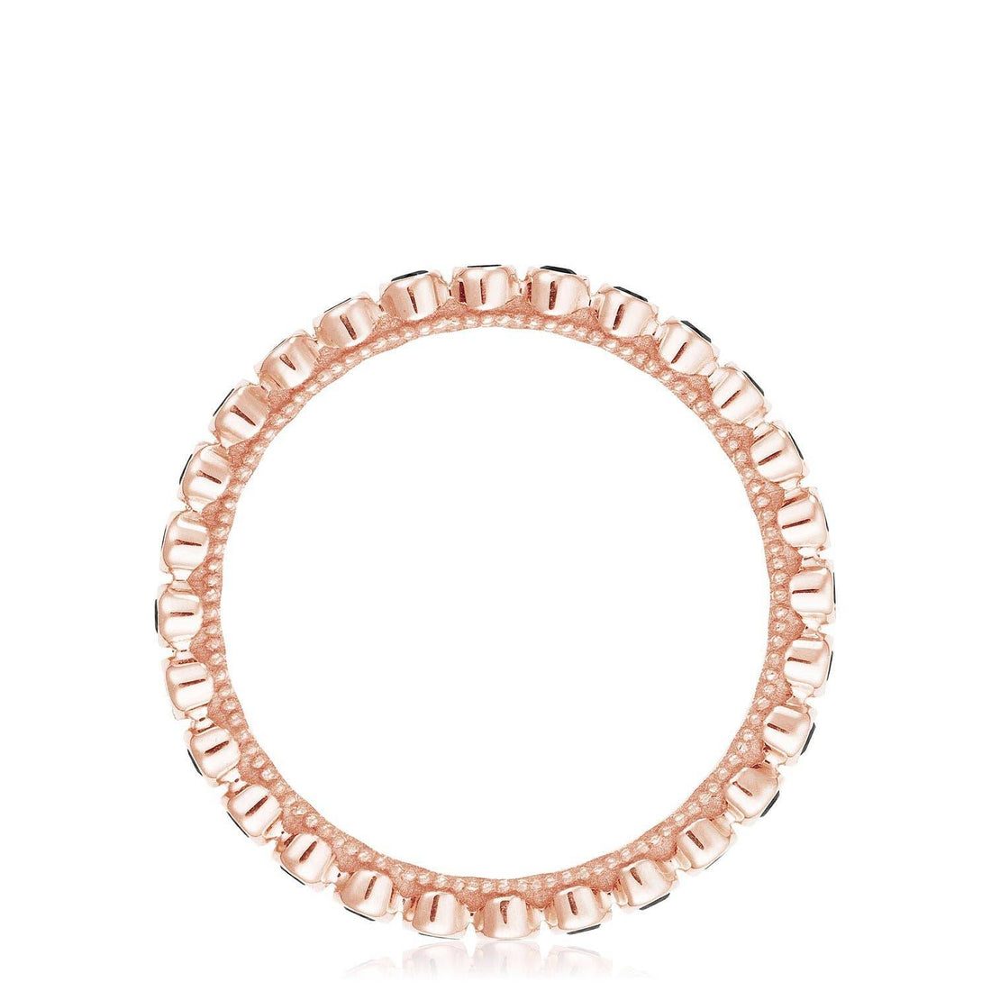 Round Bezel Droplet Wedding Band with Black Diamond