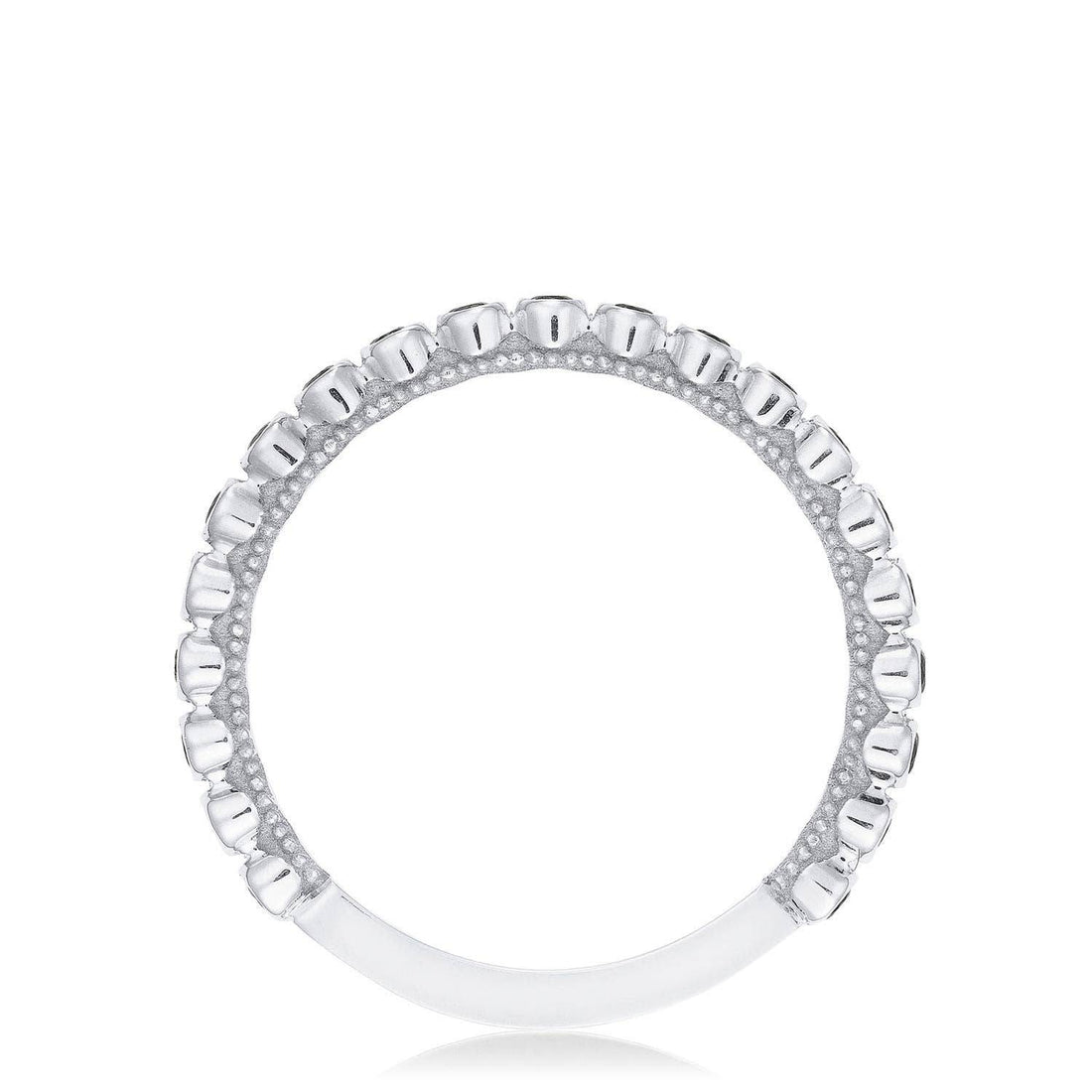 Round Bezel Droplet Wedding Band with Black Diamond