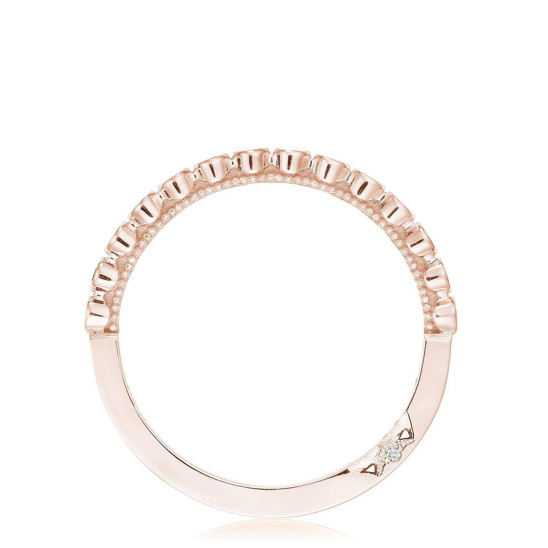 Round Bezel Droplet Wedding Band with Black Diamond