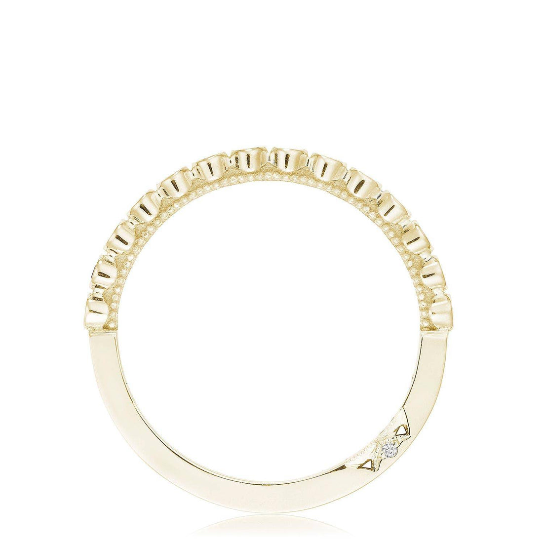 Round Bezel Droplet Wedding Band with Black Diamond