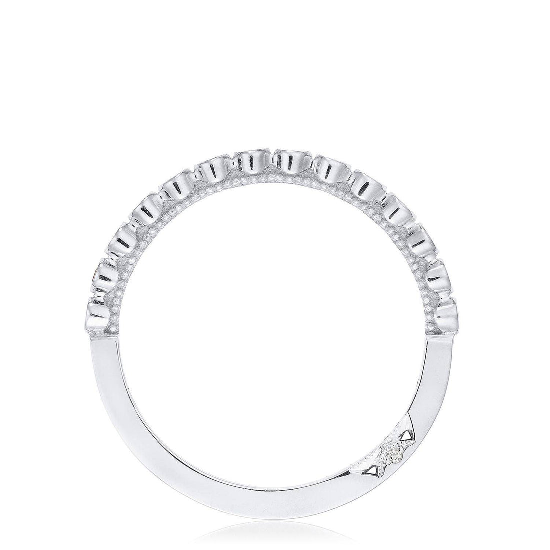 Round Bezel Droplet Wedding Band with Black Diamond