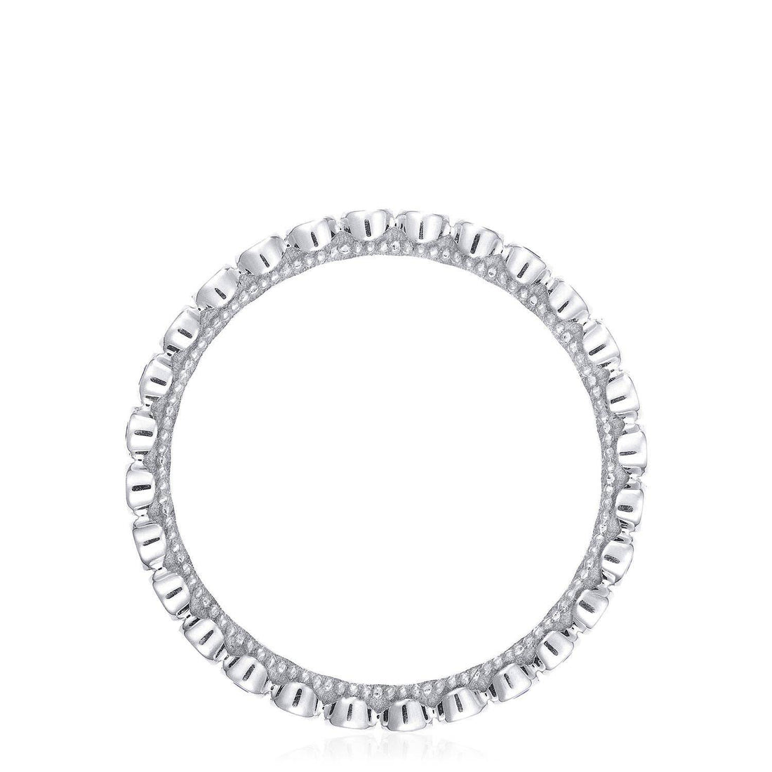 Round Bezel Droplet Wedding Band with Sapphire