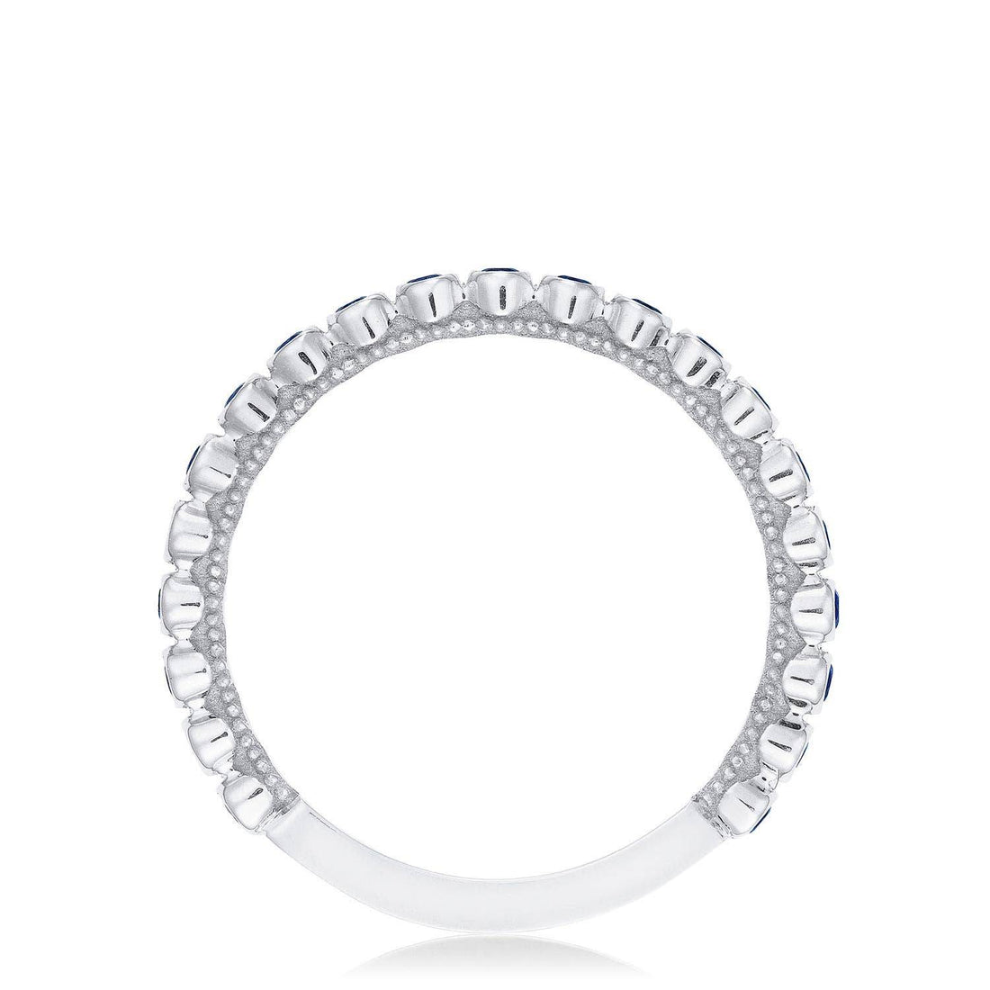 Round Bezel Droplet Wedding Band with Sapphire