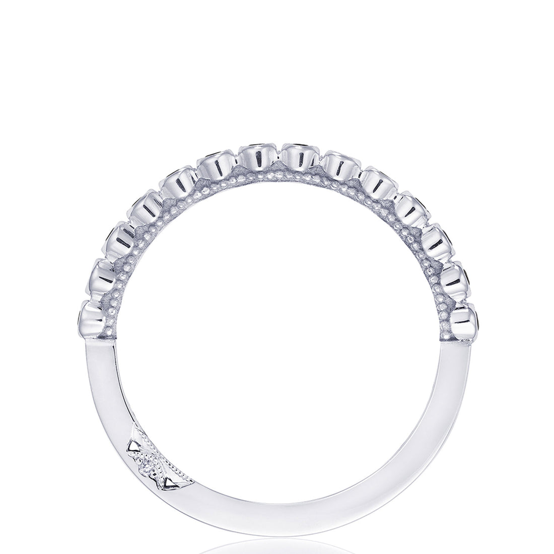 Round Bezel Droplet Wedding Band with Sapphire
