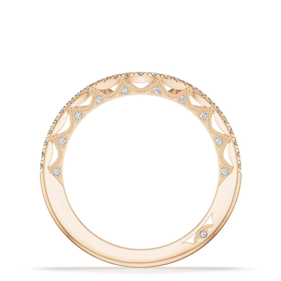 French Pavé Diamond Contour Wedding Band