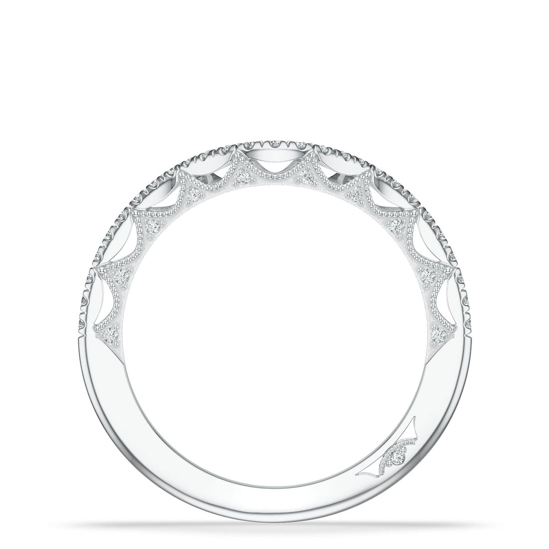 French Pavé Diamond Contour Wedding Band