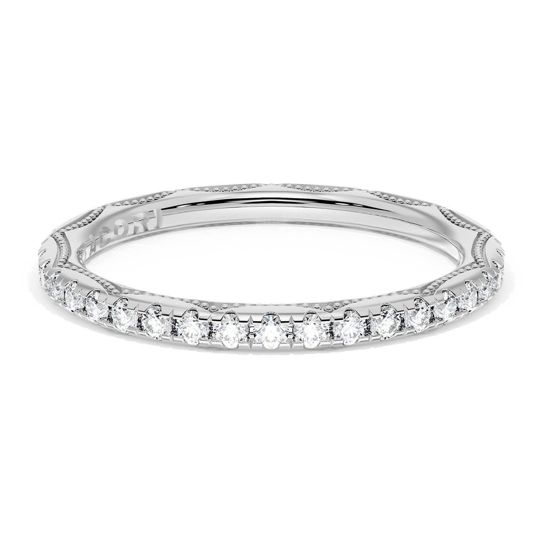 French Pavé Diamond Wedding Band, 2.0mm