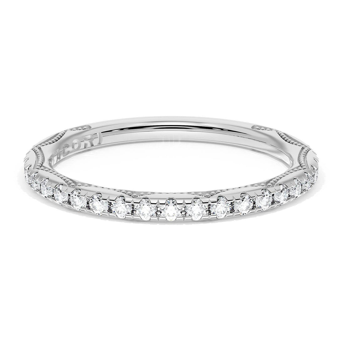 French Pavé Diamond Wedding Band, 2.0mm