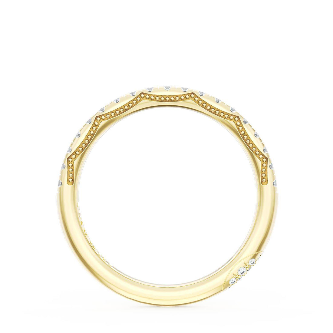 French Pavé Diamond Wedding Band, 2.0mm