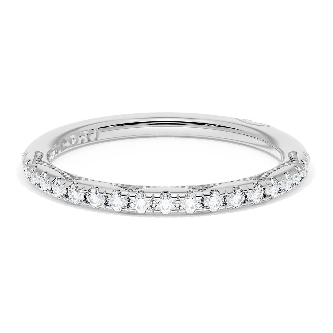 French Pavé Diamond Wedding Band, 2.0mm