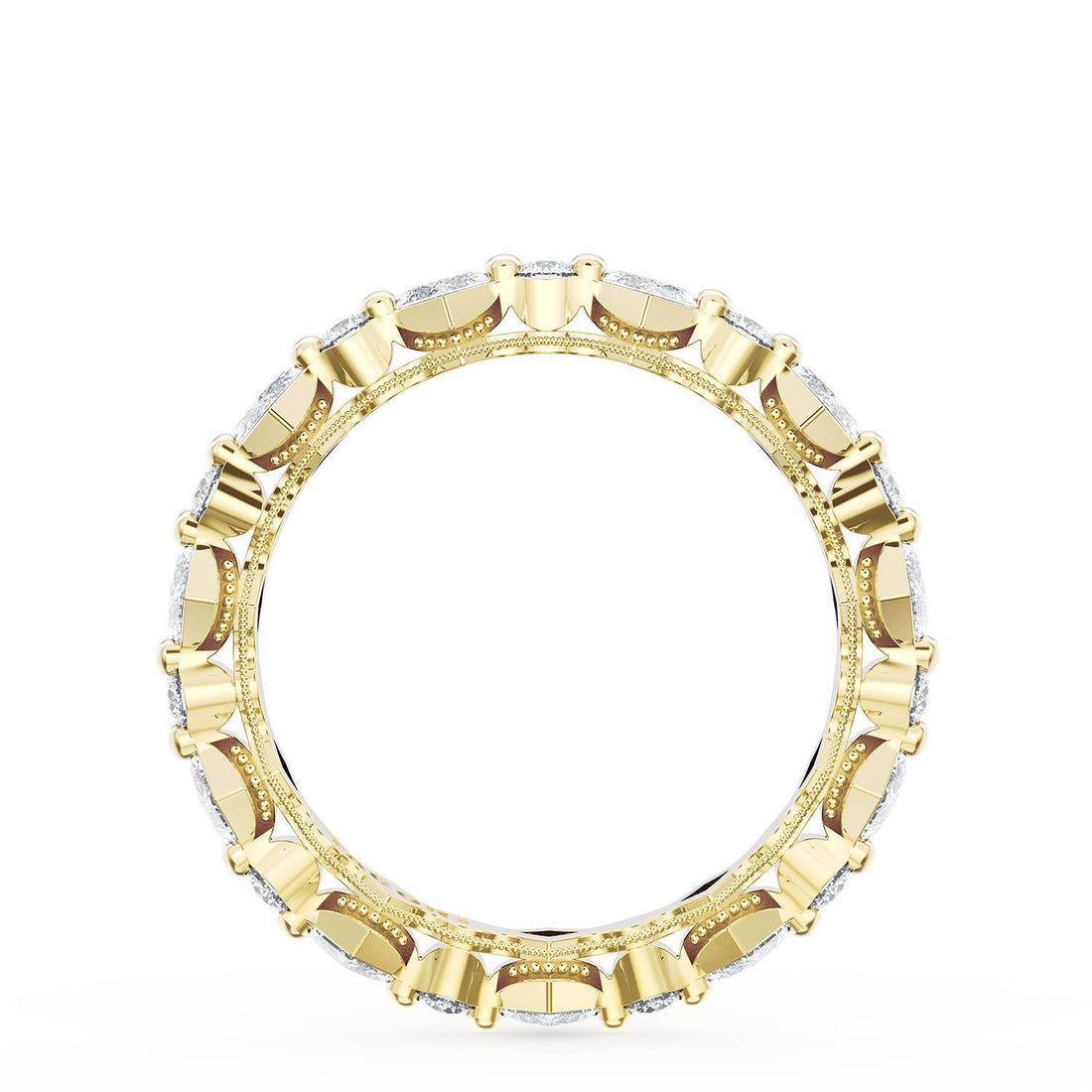 Carré and Round Diamond Wedding Band, 4.00mm