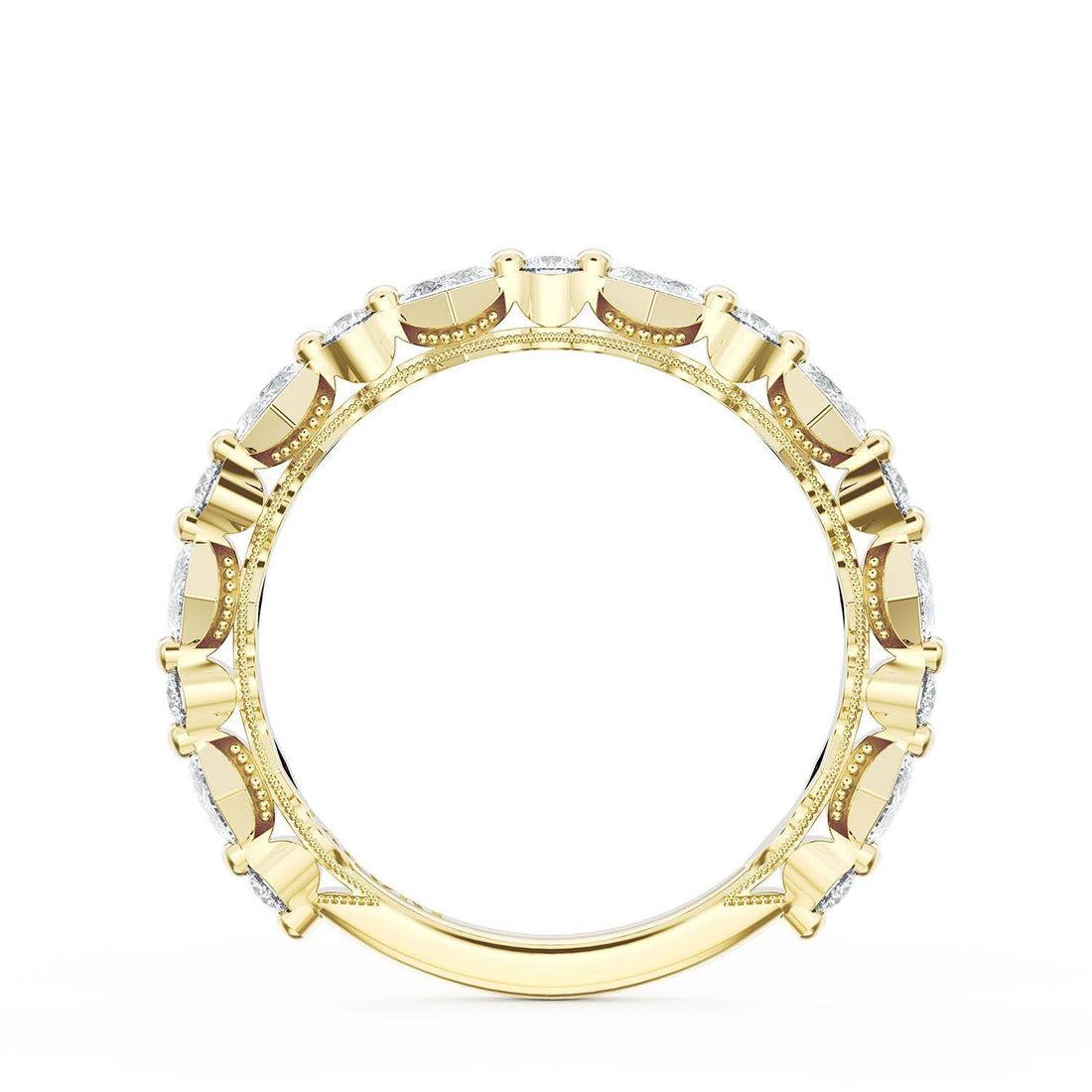 Carré and Round Diamond Wedding Band, 4.00mm