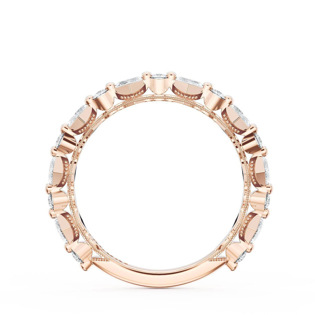 Carré and Round Diamond Wedding Band, 4.00mm