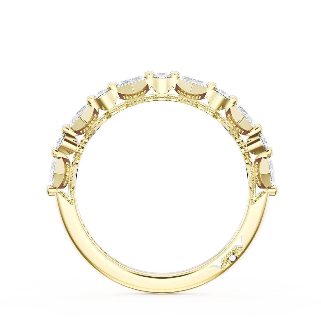 Carré and Round Diamond Wedding Band, 4.00mm