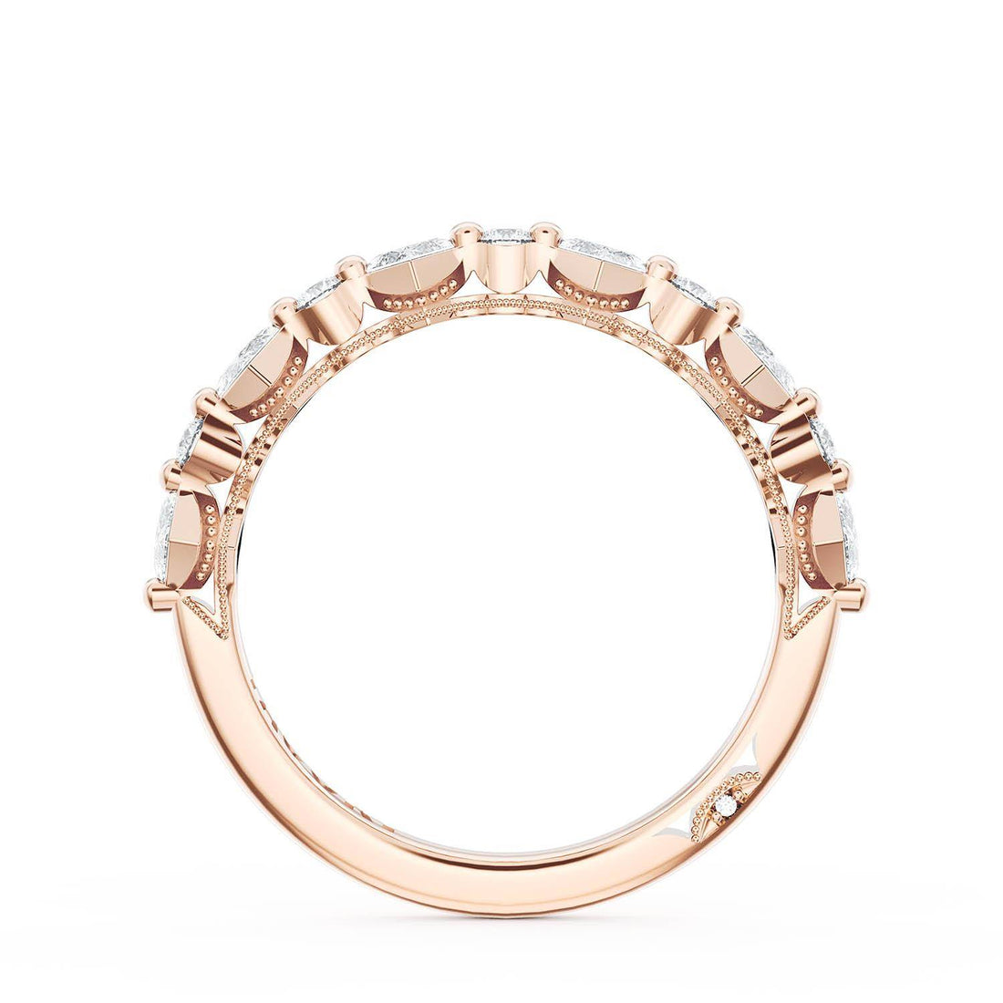 Carré and Round Diamond Wedding Band, 4.00mm