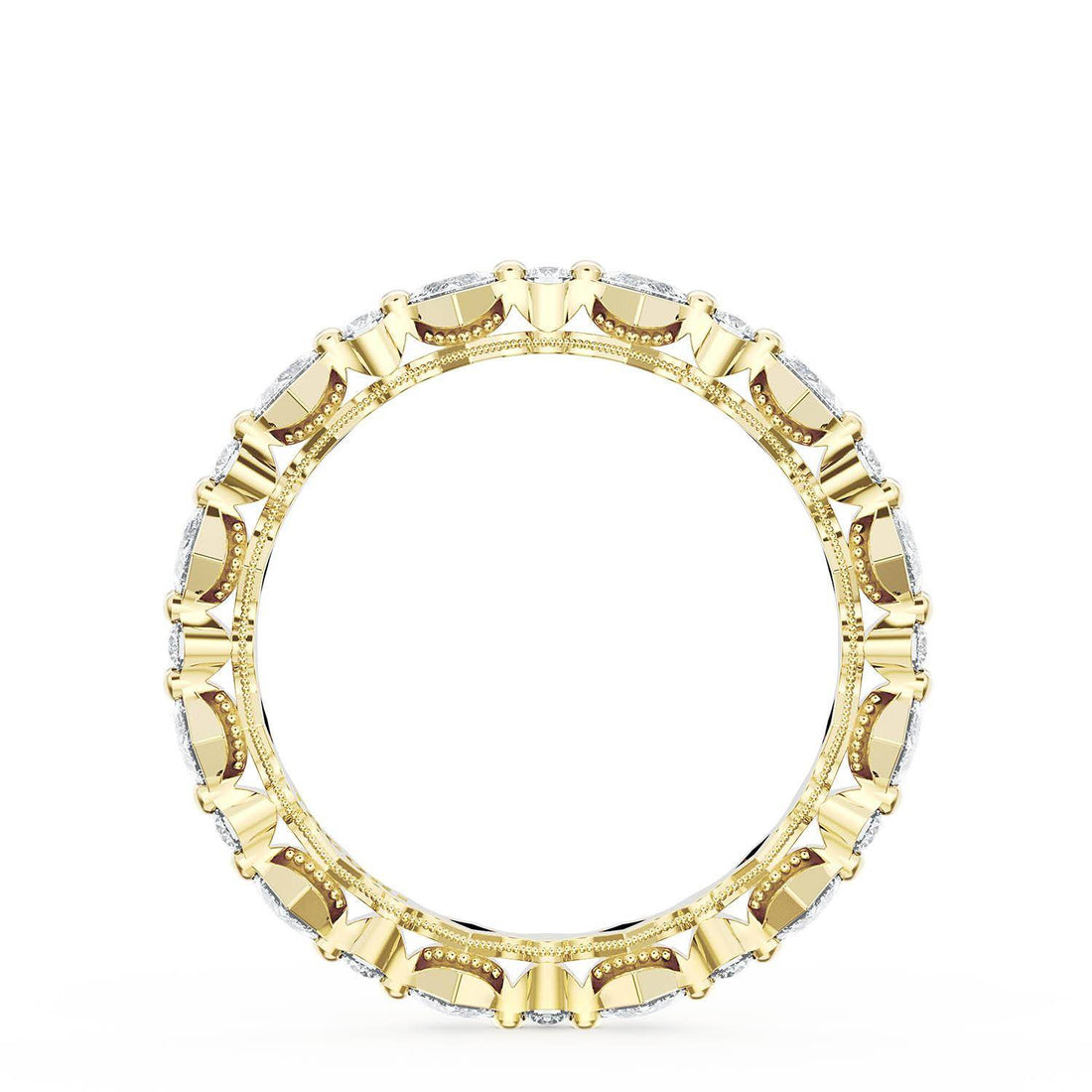 Carré and Round Diamond Wedding Band, 3.70mm