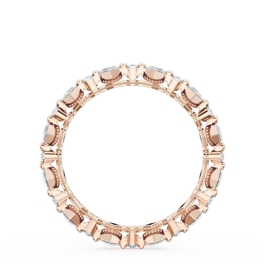 Carré and Round Diamond Wedding Band, 3.70mm