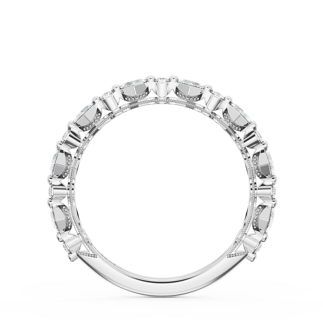 Carré and Round Diamond Wedding Band, 3.70mm