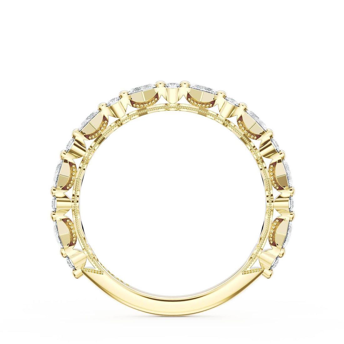 Carré and Round Diamond Wedding Band, 3.70mm