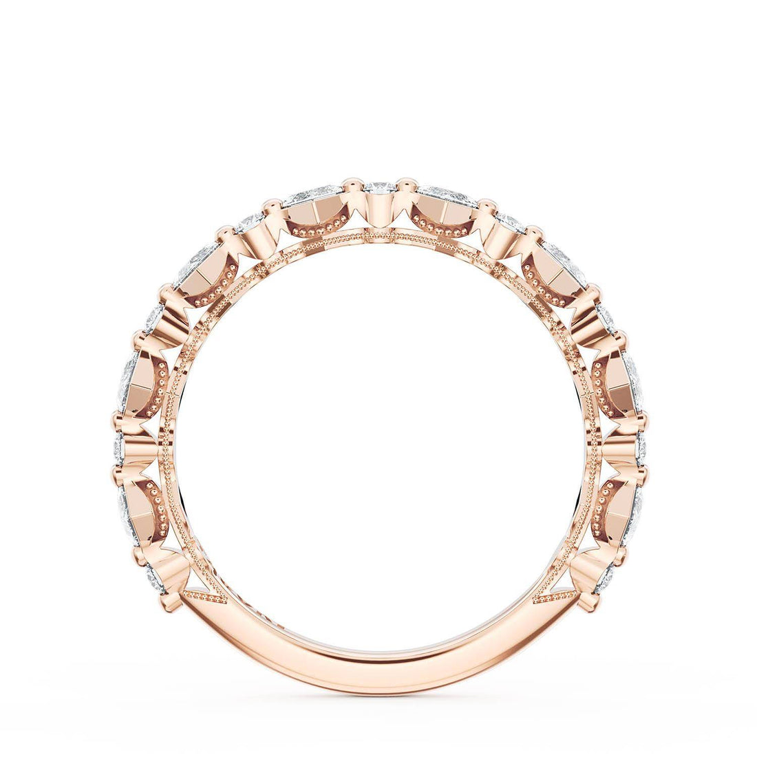 Carré and Round Diamond Wedding Band, 3.70mm