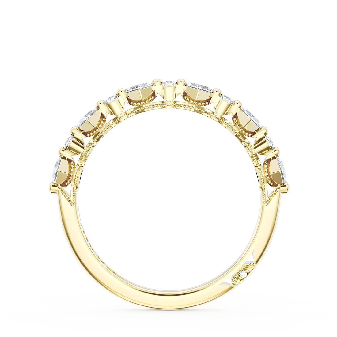 Carré and Round Diamond Wedding Band, 3.70mm