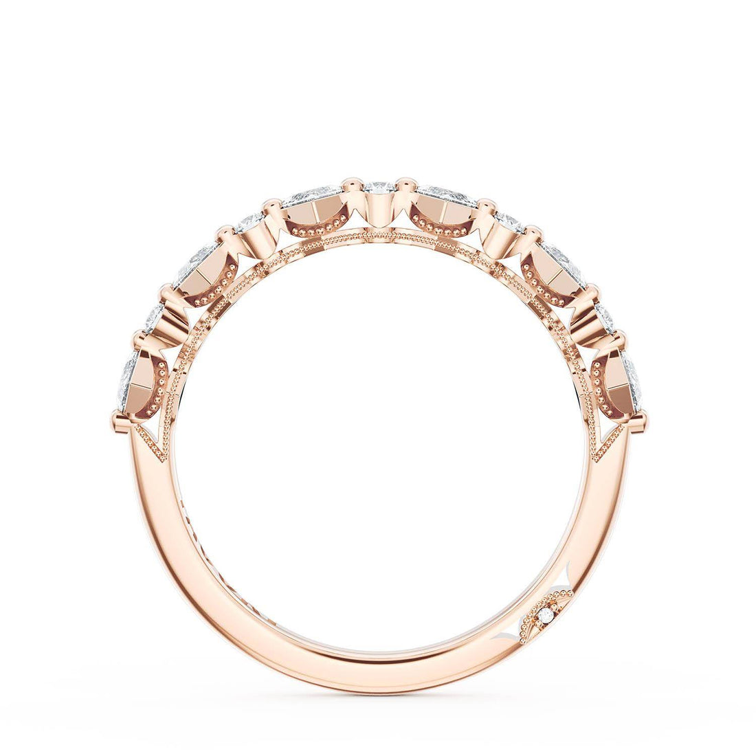 Carré and Round Diamond Wedding Band, 3.70mm