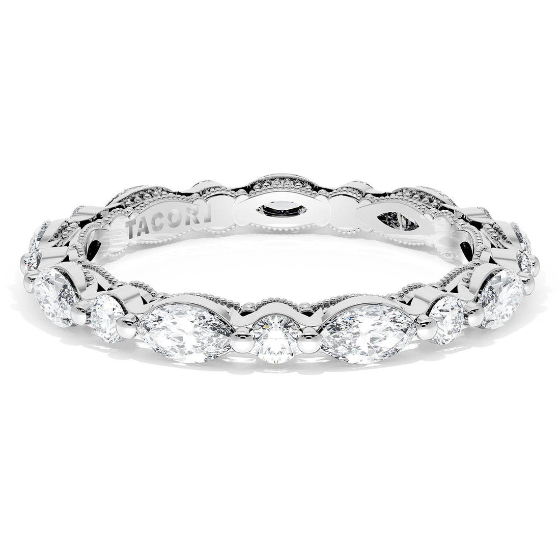 Marquise and Round Diamond Wedding Band, 2.80mm