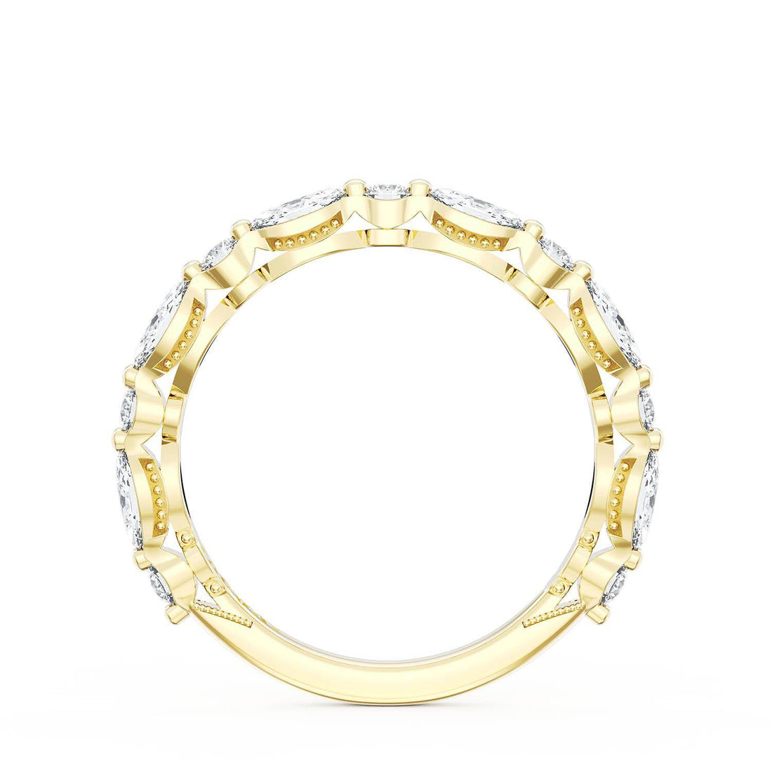 Marquise and Round Diamond Wedding Band, 2.80mm