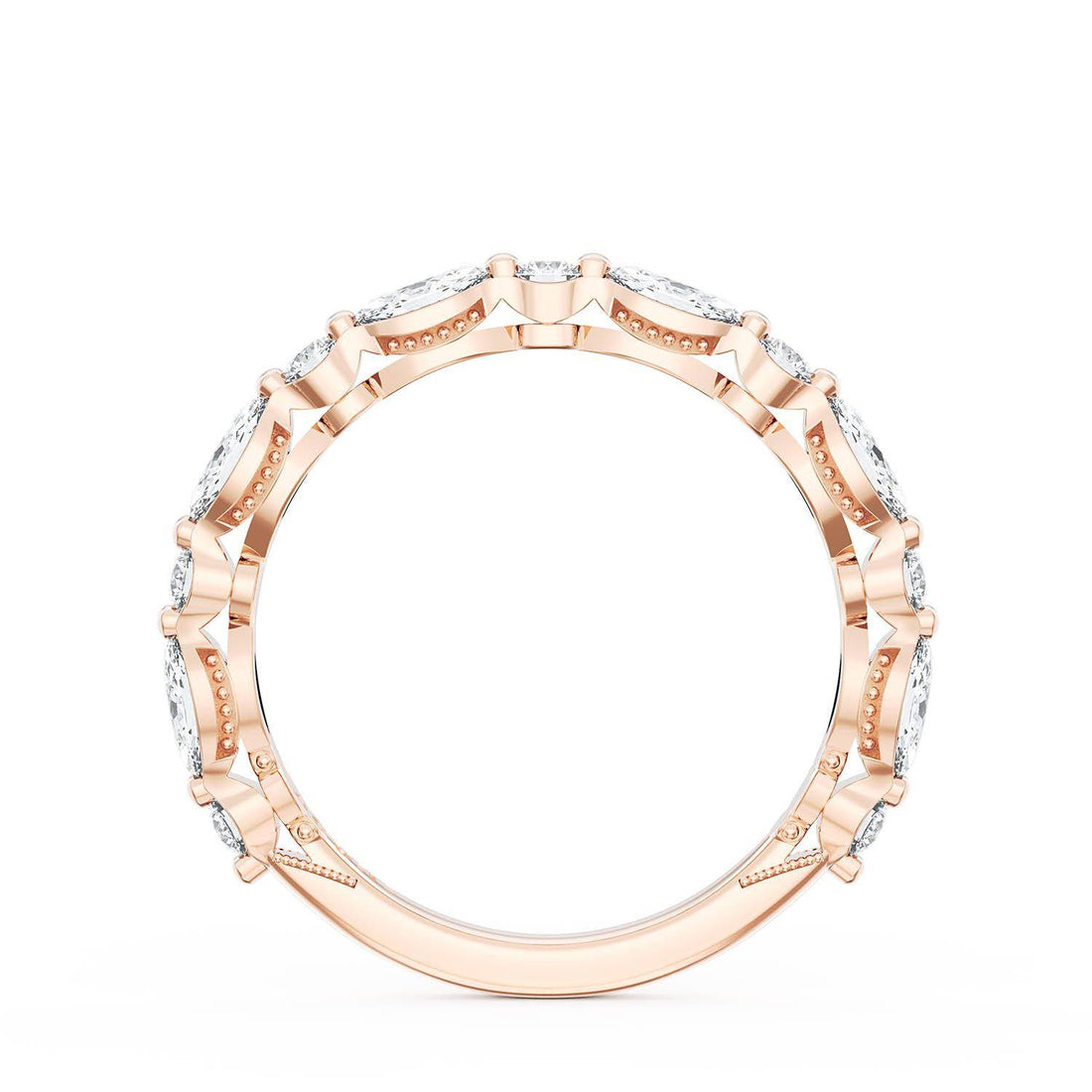 Marquise and Round Diamond Wedding Band, 2.80mm