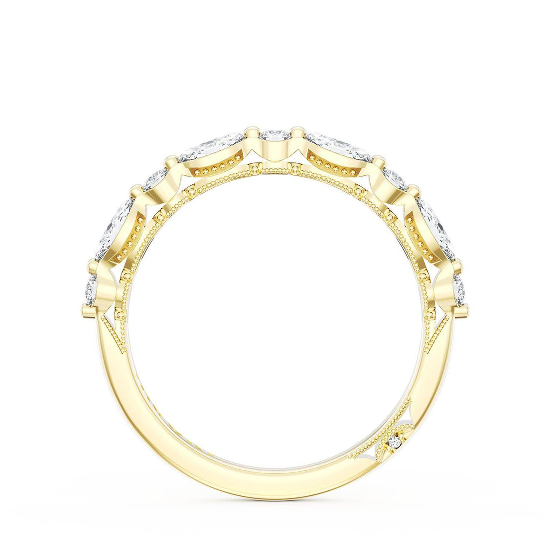 Marquise and Round Diamond Wedding Band, 2.80mm