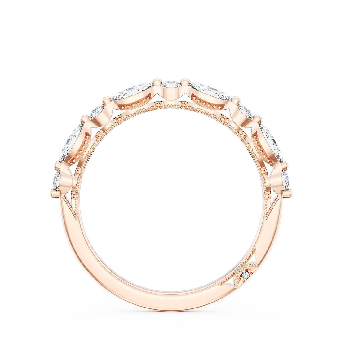 Marquise and Round Diamond Wedding Band, 2.80mm