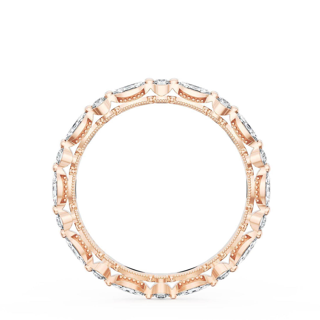 Marquise and Round Diamond Wedding Band, 2.20mm