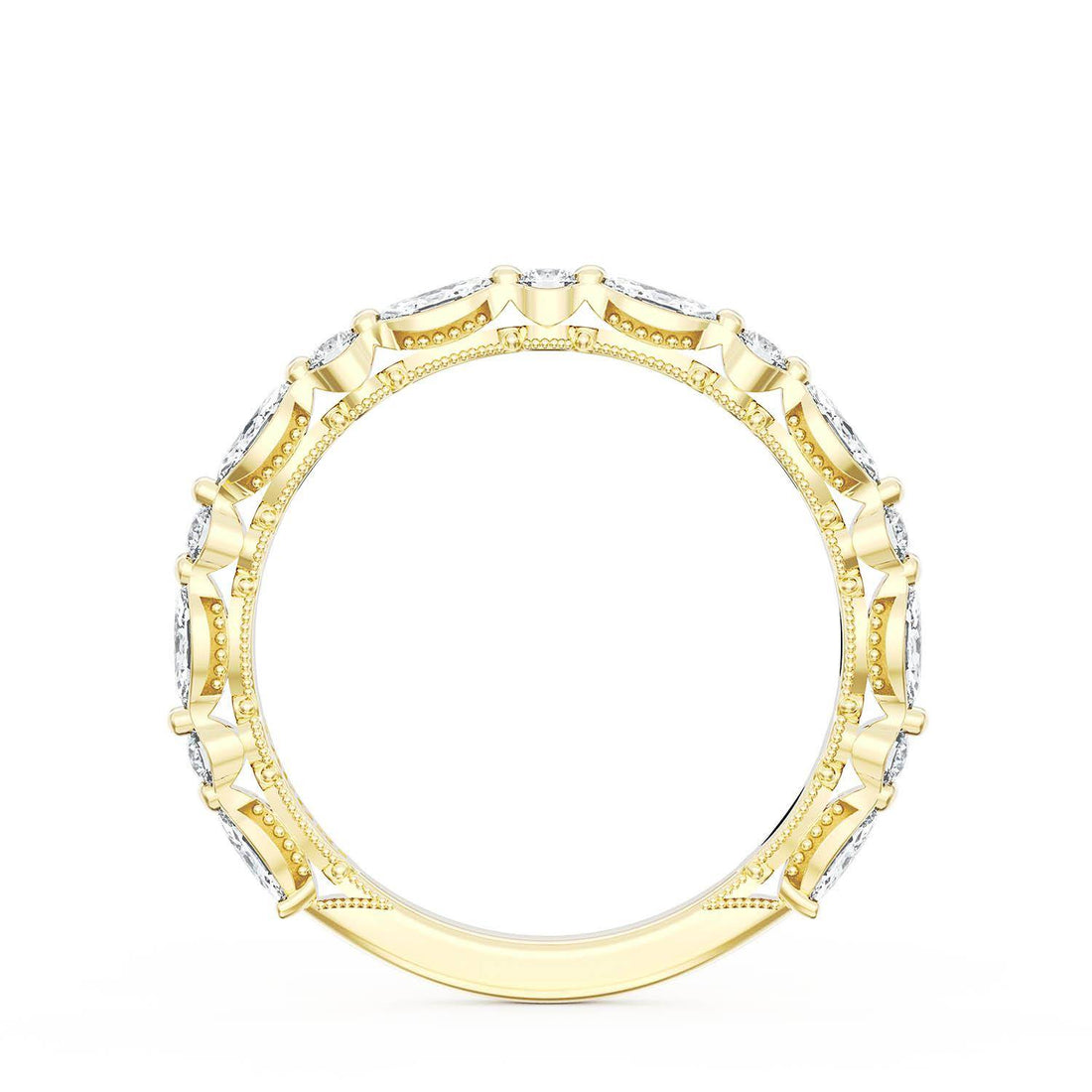 Marquise and Round Diamond Wedding Band, 2.20mm