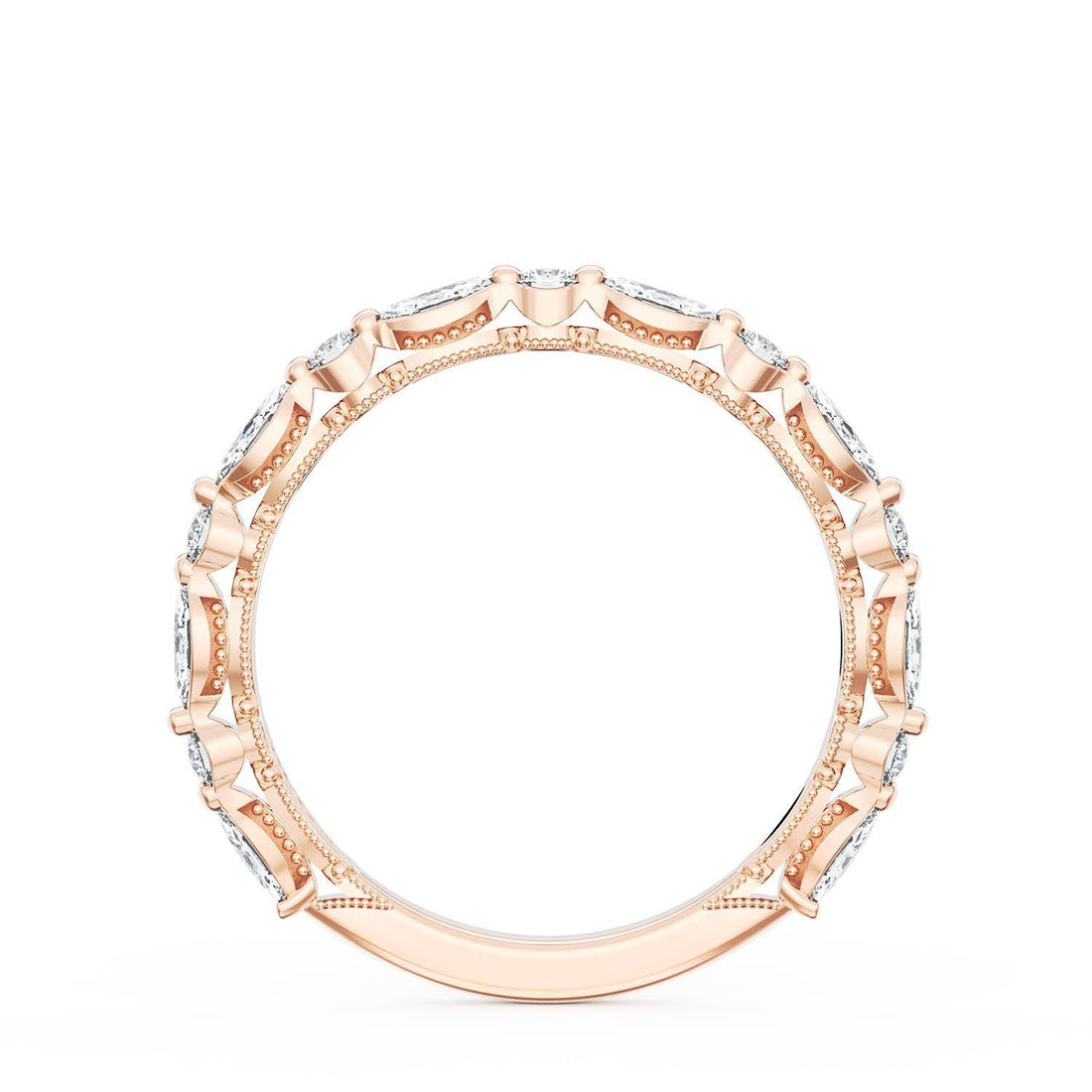 Marquise and Round Diamond Wedding Band, 2.20mm
