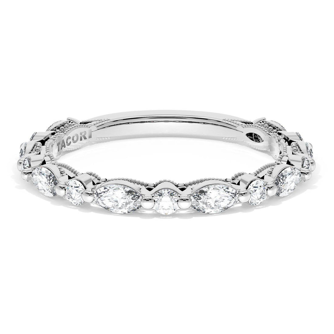 Marquise and Round Diamond Wedding Band, 2.20mm