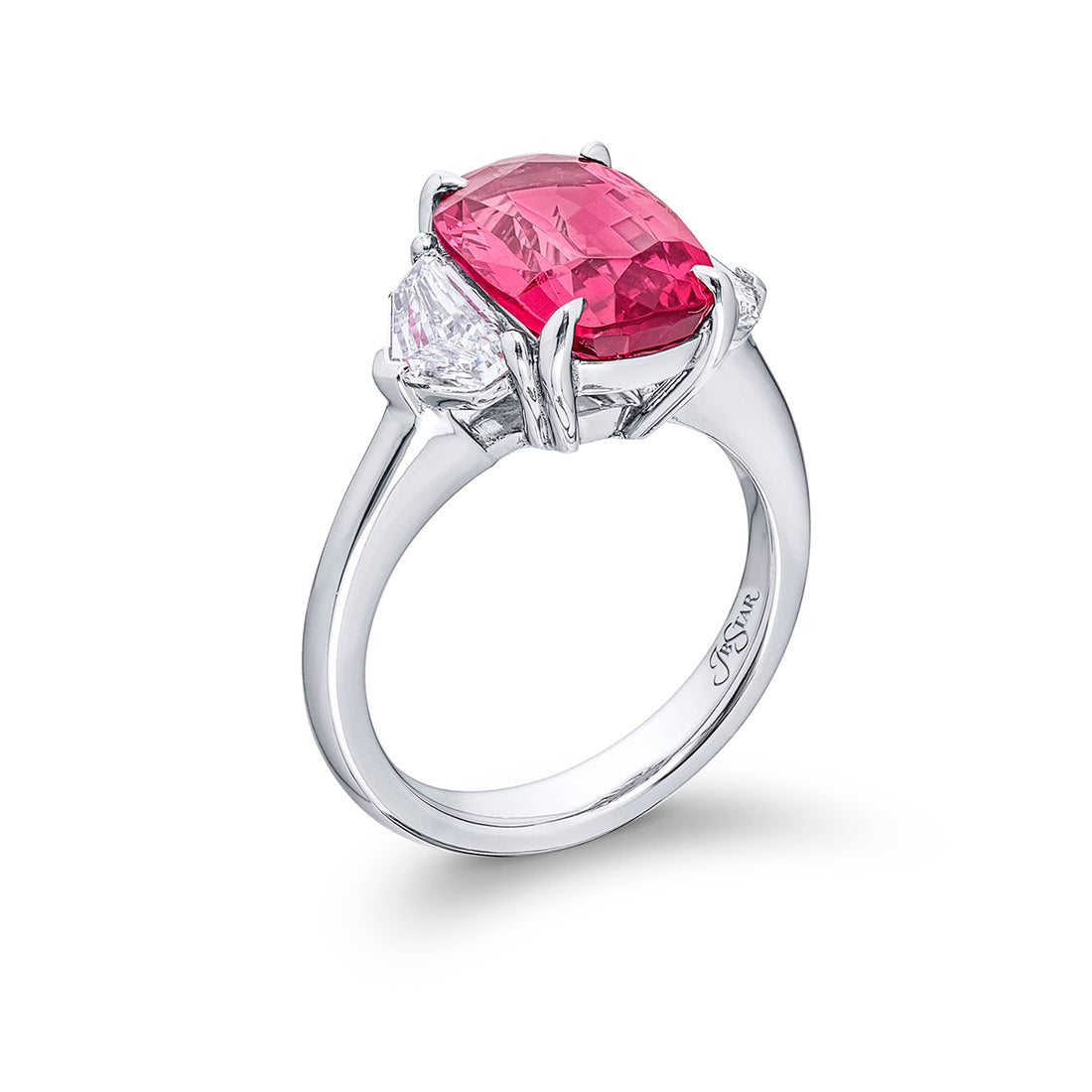 4.80 ct Certified No-Heat Pink Spinel & Diamond Ring | Oval-Cut Pink Spinel with Epaulet Diamonds in Platinum | Breathtaking Radiance by Jb Star