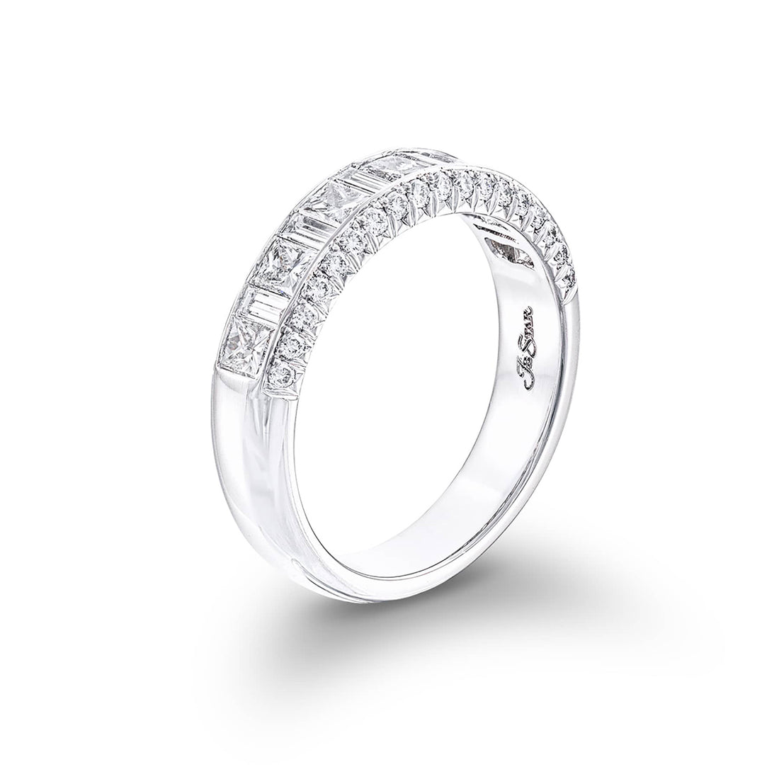 Classic Multi-Row Diamond Band | Princess-Cut & Baguette Diamonds in Platinum