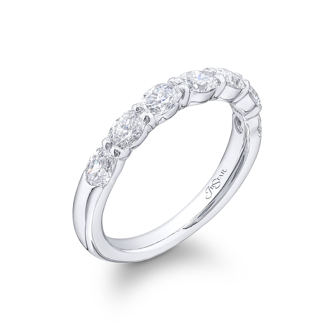 Elegance Elevated: Single-Row Oval-Cut Diamond Wedding Band | Pure Platinum