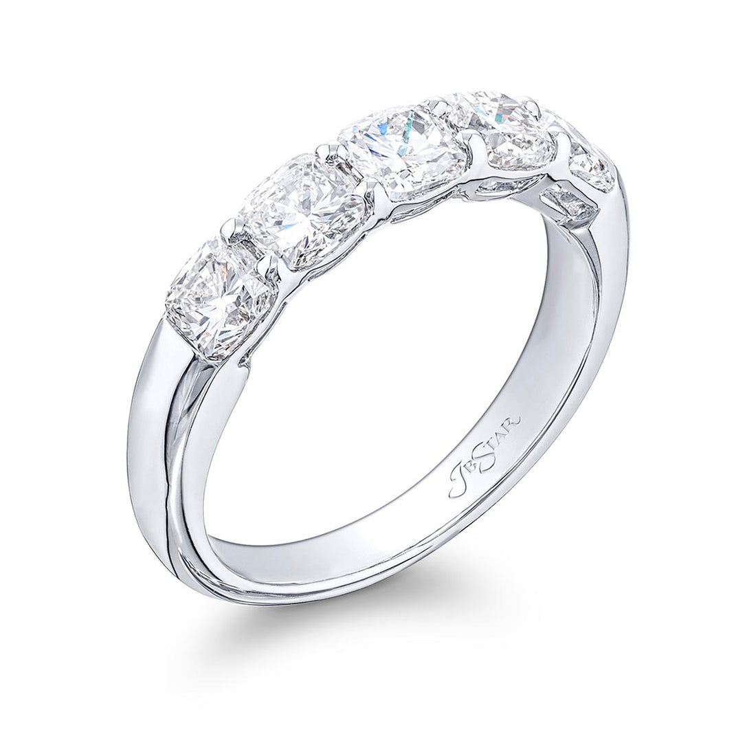 Classic Cushion-Cut Diamond Band | Shared Prong Platinum Design