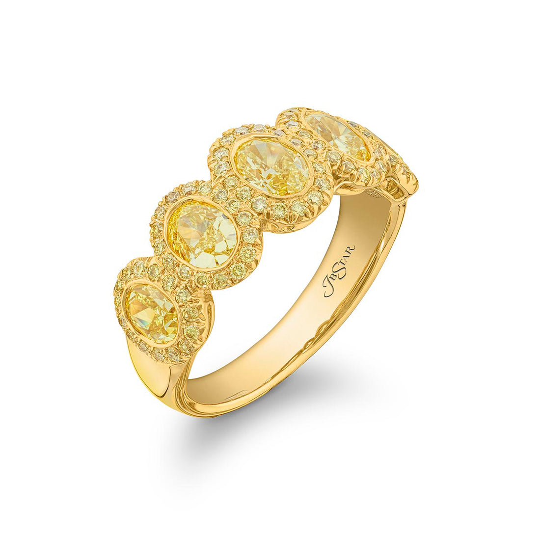 Elegance Elevated: Classic Fancy Yellow Oval-Cut Diamond Wedding Band