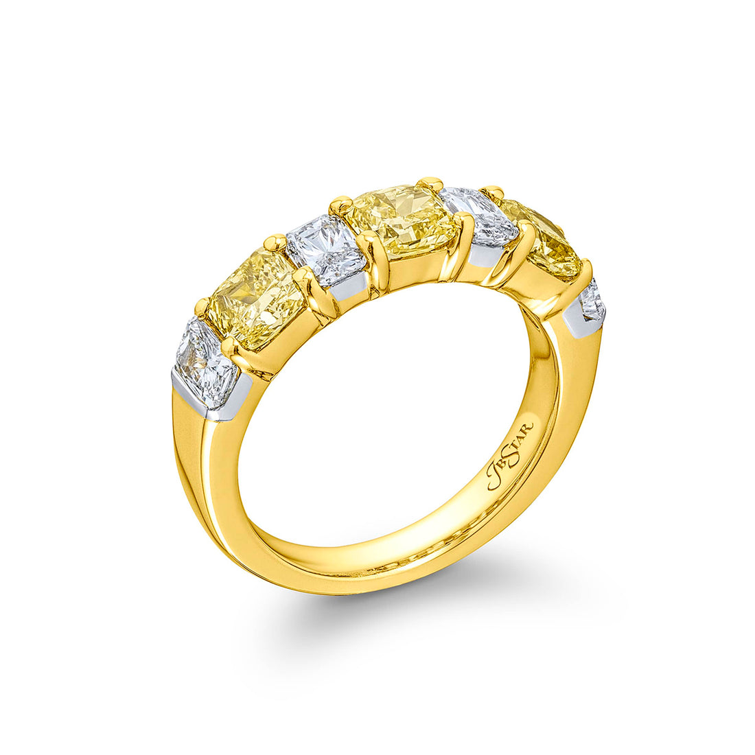 Fancy Yellow & White Radiant-Cut Diamond Band | Single-Row 18K Yellow Gold | Elegance Elevated by Jewels by Star